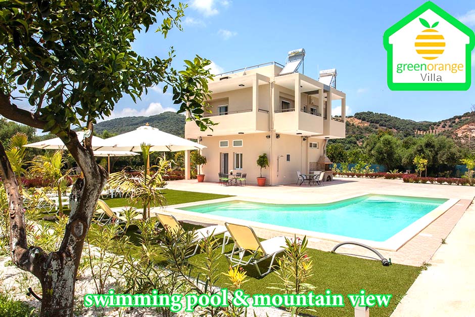 Green Orange Villa for rent in Chania Crete Greece for 10 persons, family